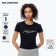 ANN ANDELMAN官方直營(yíng) 純色修身顯瘦T恤套頭字母圓領(lǐng)短款燙鉆短袖 黑色 M