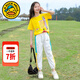 G.duck童裝女童套裝夏季新款兒童運動(dòng)裝中大童短袖防蚊褲女孩夏天衣服洋 黃色qaogmkk 160 尺碼13~14歲【150-160cm】cm