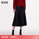 歌莉婭（GOELIA）絲絨半身裙高級感氣質(zhì)壓褶黑色半截裙1C1R2B050 00B黑色 S