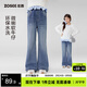 左西女童牛仔褲春裝兒童喇叭褲長(cháng)褲2026新款中大童褲子潮 牛仔色 150