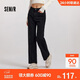 森馬（Semir）森柔牛仔|牛仔褲女抓毛闊腿褲街頭個(gè)性冬季寬松長(cháng)褲103724124001B