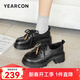 意爾康女鞋厚底小皮鞋女2026春季新款復古樂(lè )福鞋女英倫風(fēng)小個(gè)子單鞋女 黑色 36