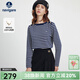 Navigare意大利小帆船一字領(lǐng)條紋T恤女2025秋季新款純棉打底衫長(cháng)袖體恤衫 海軍藍白 L