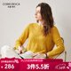 科蒙博卡2024秋季新款桑蠶絲針織圓領(lǐng)長(cháng)袖T恤女鏤空設計氣質(zhì)上衣 姜黃 L