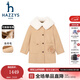 哈吉斯（HAZZYS）【進(jìn)口款】女童大衣秋冬新款可拆卸毛領(lǐng)氣質(zhì)羊毛外套 淺卡其 165