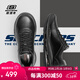 斯凱奇（Skechers）男士運動(dòng)皮鞋軟底足弓支撐運動(dòng)鞋系帶紳士商務(wù)鞋 BLK黑色 42