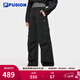 FILA FUSION斐樂(lè )潮牌梭織長(cháng)褲女秋季新款時(shí)尚休閑寬松工裝褲 正黑色-BK S 160/62A/S