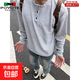 亨利領(lǐng)打底衫衛衣重磅長(cháng)袖T恤男春夏美式街頭潮牌寬松內搭上衣 M11淺灰色 【特價(jià)清倉】 L