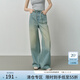 范思藍恩美式復古做舊系帶牛仔闊腿褲2025秋季新款直筒牛仔褲3013 牛仔藍 M
