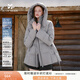 香影灰色連帽羽絨服女2025冬季新款系帶收腰90白鴨絨拼接保暖外套 中灰 XL 170/92A/125-140斤