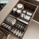 居密碼碗碟置物架廚房抽屜柜內碗架碗筷收納盒碗柜瀝水盤(pán)多功能分隔層架 【41cm*70cm】碗架*2+碟架+筷子盒+勺盒 購買(mǎi)前請測量抽屜尺寸，可定制