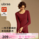 ubras劉雯同款倍暖圓領(lǐng)親膚含羊毛肌底衣套裝男女秋衣褲保暖打底衣 女倍暖套裝-絲絨紅色 M