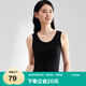 全棉時(shí)代打底衫女士背心夏季針織羅紋緊身吊帶女 黑色 L