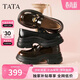 他她（TATA）偵探家女鞋2026樂(lè )福鞋百搭真皮鞋厚底豆豆鞋 黑色 37