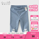 戴維貝拉（DAVE＆BELLA）兒童褲子女童夏裝打底褲抗菌防螨女寶寶新款七分褲小童休閑褲 牛仔藍【現貨】 120 cm（建議身高110-120cm）