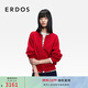 ERDOS 春夏精紡圓領(lǐng)四平空轉針織開(kāi)衫新紅毛衣女羊絨衫 中國紅 M