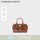 CHARLES&KEITH褶皺包掛手提小方包波士頓包女神節生日禮物送女友CK2-30671820 Chocolate巧克力色 S