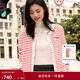 Tommy Hilfiger春夏女裝純棉優(yōu)雅休閑通勤條紋鑲邊圓領(lǐng)修身內搭針織衫背心 【條紋圓領(lǐng)開(kāi)衫】紅白條紋04Z M （推薦：110-120斤）