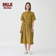 MUJI MUJI IDEE 女式 強捻短袖襯衫連衣裙女裝裙子夏季連身裙GAD12C4S 卡其色 M (155/80A)