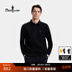 比音勒芬【輕量柔軟】春秋款男士新年休閑通勤親膚彈力翻領(lǐng)長(cháng)袖POLO衫上衣 07黑色 4XL （125）