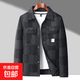 春秋季夾克2026新款男士潮流休閑男豎條紋翻領(lǐng)時(shí)尚皮衣外套保羅 灰色 常規 3XL 60【建議180-195斤】