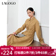LAGOGO翻領(lǐng)美拉德收腰連衣裙女拉谷谷春秋新款中長(cháng)拼接設計a字裙 深黃色(K0) M