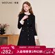 西遇優(yōu)雅小香風(fēng)木耳邊袖連衣裙女2025秋冬千金風(fēng)釘珠領(lǐng)連衣裙 黑磨色 XL (170)