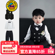 G.duck小黃鴨男寶寶西裝套裝春秋季男童衣服秋裝周歲禮服嬰幼兒生日花童 黑色馬甲+長(cháng)褲+白色襯衫+領(lǐng)結+茶 100 cm