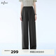 伊芙麗（eifini）朱珠代言顯瘦設計松緊腰休閑感高彈針織直筒長(cháng)褲女26新款 極致灰 S 80-105斤