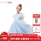 ELLE KIDS童裝 “在逃”公主裙女兒童春夏季新款網(wǎng)紗亮片連衣裙 淺藍色（無(wú)裙撐） 150