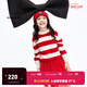 little MO&Co.50%山羊絨童裝男童女童條紋毛衣兒童針織衫紅色羊絨衫 紅白條色 120 120/56