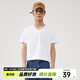 美特斯邦威t恤男女夏季新款純色百搭純棉短袖情侶裝男士打底衫 亮白色 L 175 96A