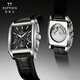 百陀士【月相機械表】方形男士手表時(shí)尚潮流自動(dòng)防水夜光多功能機械手表 銀色黑面黑帶