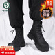 啄木鳥(niǎo)黑色馬丁靴男新款冬季加絨棉鞋保暖高幫雪地靴男士工裝皮靴子增高 黑色（加絨加厚） 42