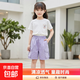 女童工裝短褲夏季冰絲外穿兒童2025新款運動(dòng)五分中褲大童夏裝褲子 XGT-FD01【紫色】夏季薄款 150