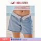 HOLLISTER25夏季baggy風(fēng)Y2K翻腰牛仔短褲女裝349-5172 中間色水洗 （腰頭花紋深淺隨機發(fā)貨） 26 160/66A 2標準版