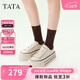 他她TATA彩虹糖厚底帆布鞋女透氣黑色板鞋休閑小白鞋WP801AM5米白 36