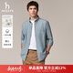 哈吉斯（HAZZYS）男裝 秋款純棉長(cháng)袖襯衫男細條紋前胸口袋PHIZ商務(wù)休閑男襯衣 深綠色DG L （175/96A 48）