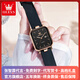 歐利時(shí)（OLEVS）品牌瑞士認證手表女夜光防水學(xué)生輕奢小巧手表方形石英表女生腕表 OLEVS-7089-膠帶玫殼黑面