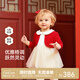英氏（YEEHOO）嬰幼兒分體套裝女寶可愛(ài)紗裙蛤套春秋長(cháng)袖假兩件上衣時(shí)髦紅色童裝 紅白 90 cm