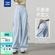 唐獅（TonLion）2026夏女蕾絲拼接休閑長(cháng)褲 淺藍 S