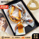 MITHAOL KUSC真絲絲巾桑蠶絲100%絲綢女士生日禮物方巾送媽媽丈母娘長(cháng)輩 五彩樹(shù)葉【心想事