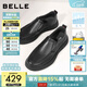 百麗（Belle）軟底商務(wù)休閑皮鞋男春夏新款一腳蹬真皮豆豆鞋A1010AM3預售 黑色-單里 41