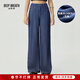 深呼吸DEEP BREATH女裝高腰闊腿輕薄天絲休閑牛仔長(cháng)褲女A100171 深藍 S (2)