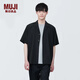 MUJI MUJI 男式不易褶皺涼感開(kāi)領(lǐng)短袖衫短袖襯衫襯衣外套男士 黑色 M 170/92A