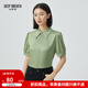 深呼吸DEEP BREATH女裝簡(jiǎn)約通勤泡泡袖襯衣純色襯衫女士8300148 綠 M (3)