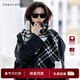 CharisKitty圍巾女2026冬季新款格紋圍脖氛圍感大披肩情人節生日禮物送女生 Bla&White黑白色【禮盒包裝】