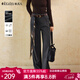 Olrain歐芮兒新款女裝春季垂感西裝褲高腰寬松闊腿長(cháng)褲休閑褲 灰色 XL 170/76A/XL