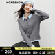 紅袖（hopeshow）學(xué)院風(fēng)針織開(kāi)衫2025冬季新款女裝復古絞花假兩件翻領(lǐng)設計百搭上衣 煙灰056 M