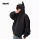 OEMG 重磅街頭水洗做舊連帽衛衣男士春秋季小惡魔設計感潮牌上衣外套 水洗黑 【高品質(zhì)】 XL [建議120-140斤]